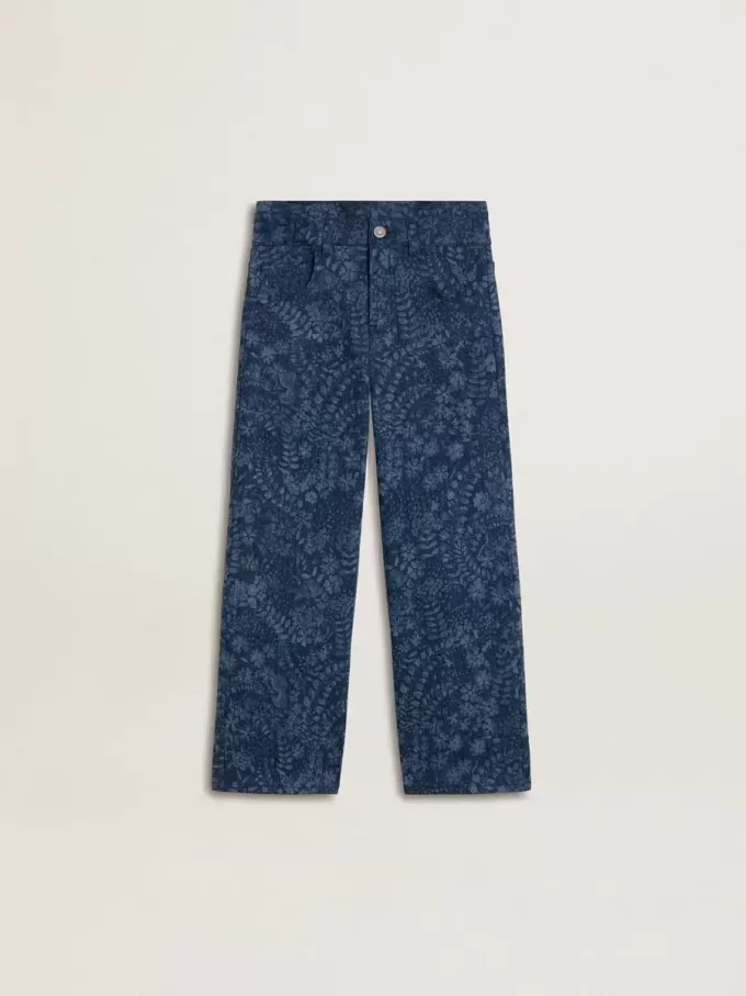 Medium wash wijde jeans voor meisjes met print