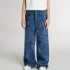 Medium wash wijde jeans voor meisjes met print