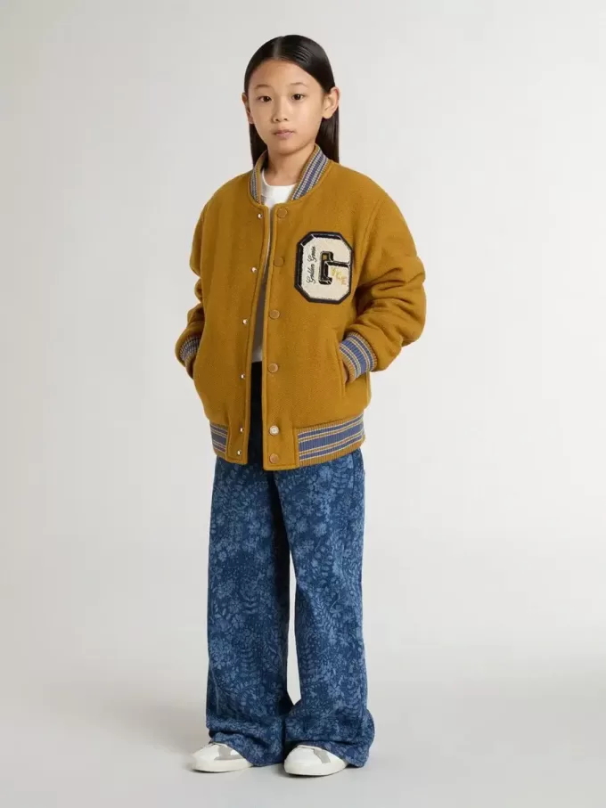 Medium wash wijde jeans voor meisjes met print