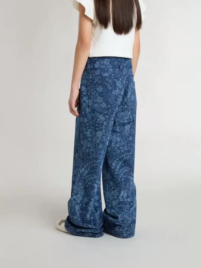 Medium wash wijde jeans voor meisjes met print