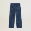 Medium wash wijde jeans voor meisjes met print