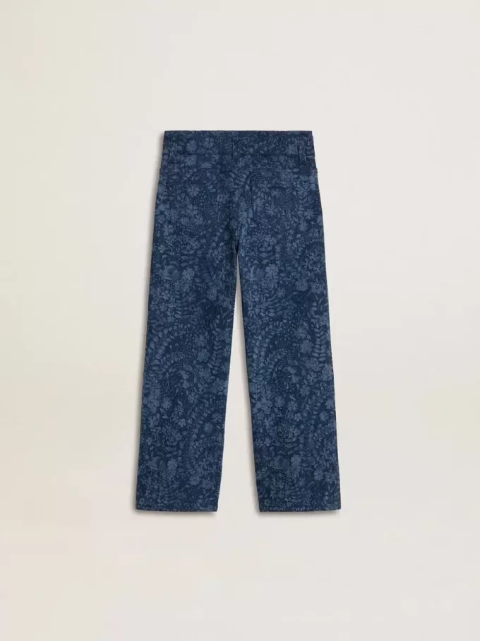 Medium wash wijde jeans voor meisjes met print