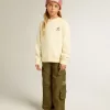 Meisjes-T-shirt in versleten wit met borduursel op de voorkant en print op de achterkant