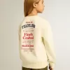 Meisjes-T-shirt in versleten wit met borduursel op de voorkant en print op de achterkant