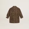 Meisjesjas met enkele knoopsluiting van wol met jacquard dierenprint