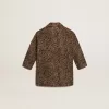 Meisjesjas met enkele knoopsluiting van wol met jacquard dierenprint