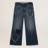Meisjesjeans met wijde pijpen in blauw denim
