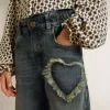 Meisjesjeans met wijde pijpen in blauw denim