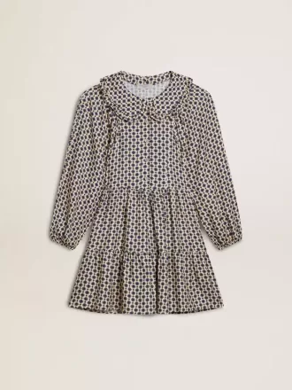 Meisjesjurk met geometrische print en afneembare kraag