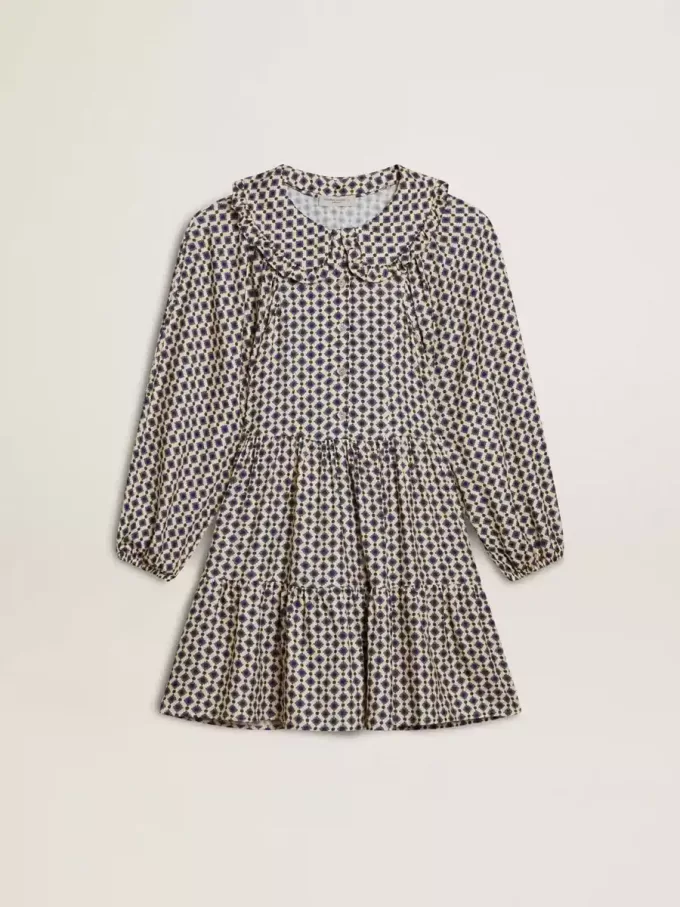 Meisjesjurk met geometrische print en afneembare kraag