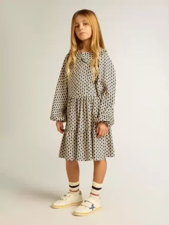 Meisjesjurk met geometrische print en afneembare kraag