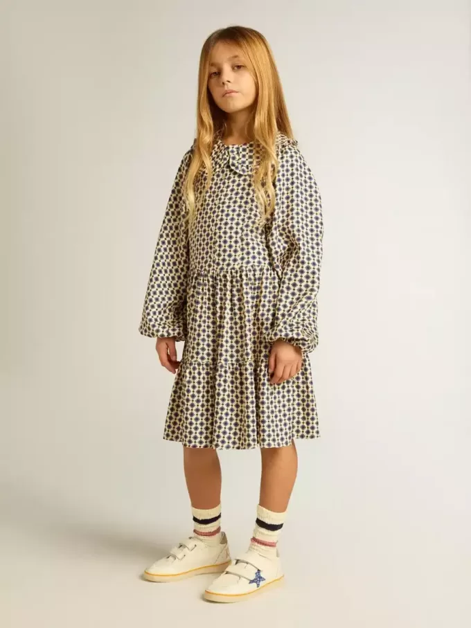 Meisjesjurk met geometrische print en afneembare kraag