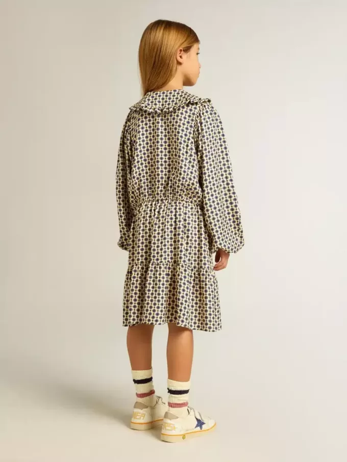 Meisjesjurk met geometrische print en afneembare kraag