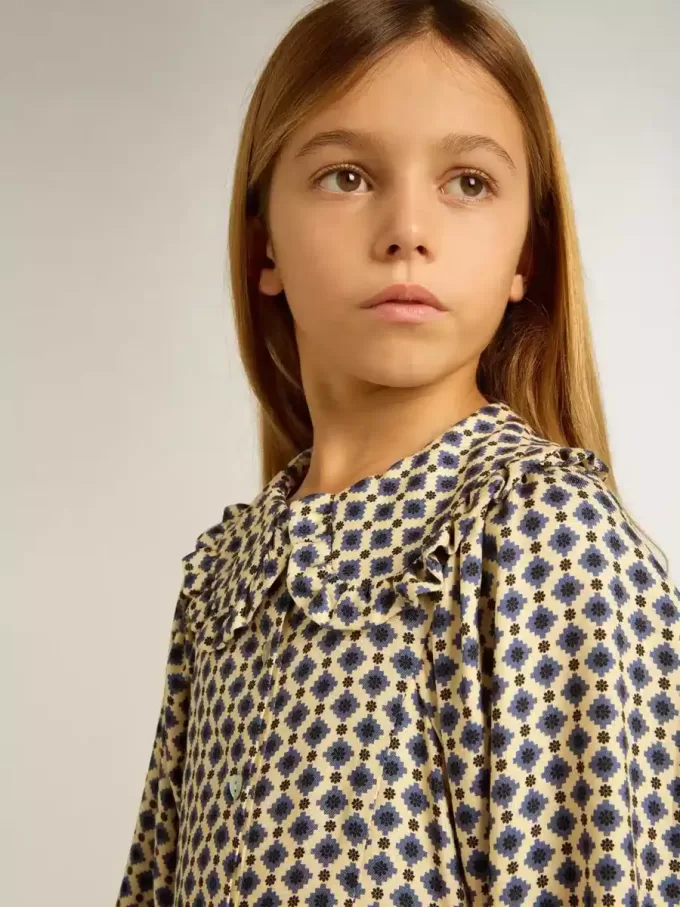 Meisjesjurk met geometrische print en afneembare kraag