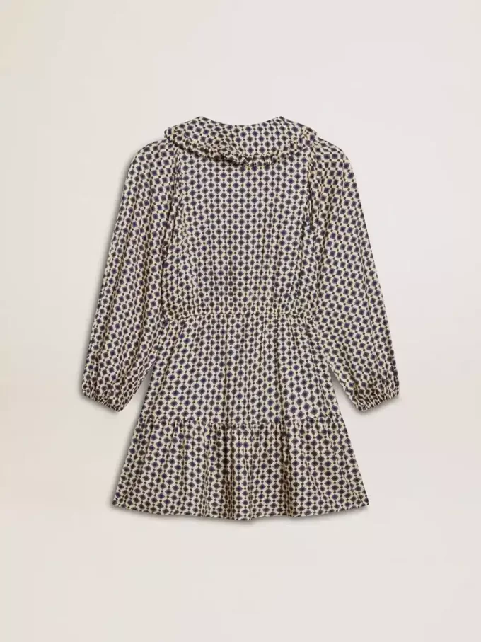 Meisjesjurk met geometrische print en afneembare kraag