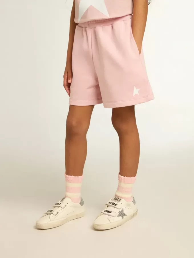 Meisjesshort in roze met witte ster