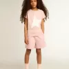 Meisjesshort in roze met witte ster