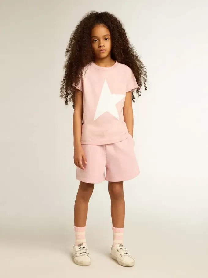 Meisjesshort in roze met witte ster