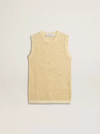Mesh-gebreide top met pailletten en contrasterende details