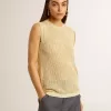 Mesh-gebreide top met pailletten en contrasterende details