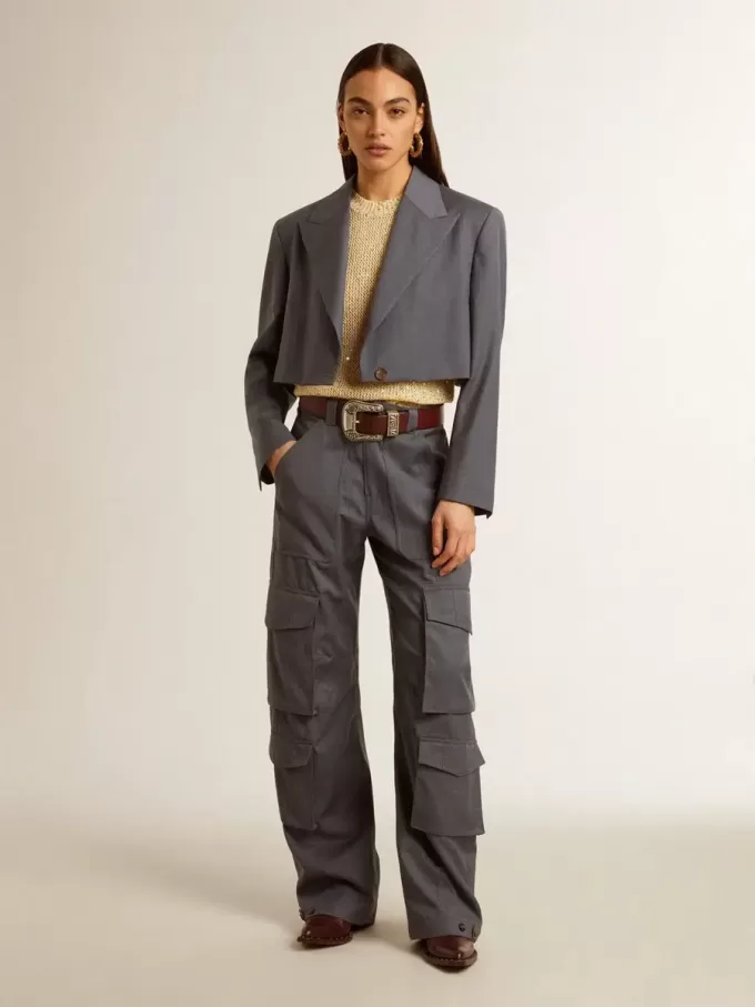 Mesh-gebreide top met pailletten en contrasterende details
