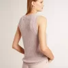 Mesh-gebreide top met pailletten en contrasterende details