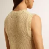 Mesh-gebreide top met pailletten en contrasterende details