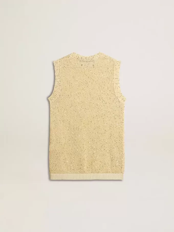 Mesh-gebreide top met pailletten en contrasterende details