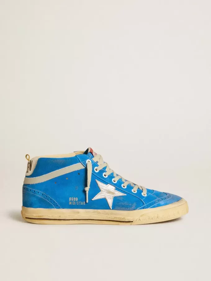 Mid Star herenschoen van suède met metallic leren ster en leren hielstuk