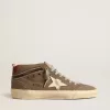 Mid Star in groen canvas met leren ster en zwarte flash