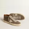 Mid Star in groen canvas met leren ster en zwarte flash