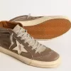 Mid Star in groen canvas met leren ster en zwarte flash