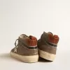 Mid Star in groen canvas met leren ster en zwarte flash