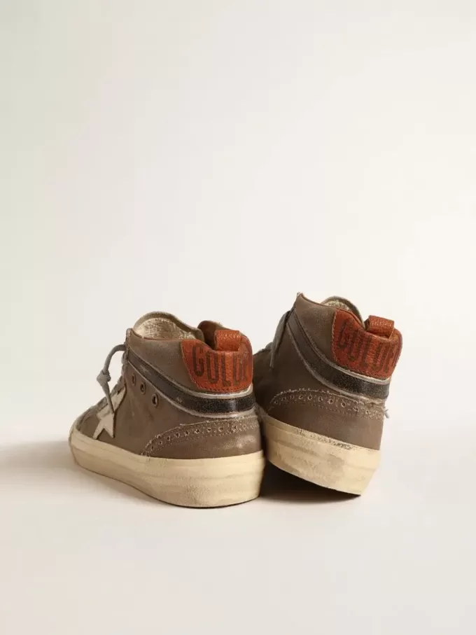 Mid Star in groen canvas met leren ster en zwarte flash