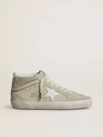 Mid Star in lichtgrijs suède met witte leren ster