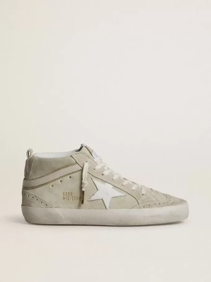Mid Star in lichtgrijs suède met witte leren ster