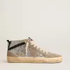 Mid Star in zilver glitter met suède ster en zwarte flash