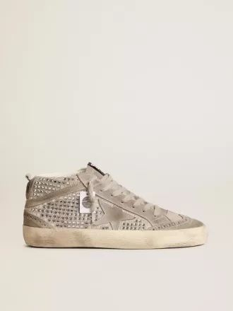 Mid Star in zilverkleurig suède met Swarovski-kristallen en suède ster