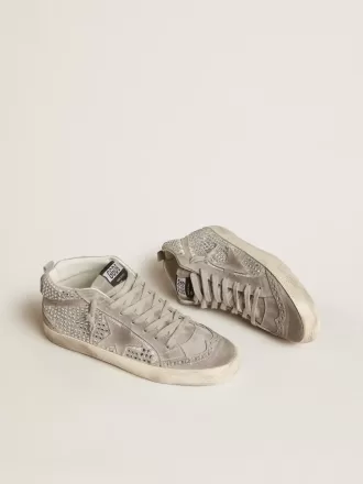 Mid Star in zilverkleurig suède met Swarovski-kristallen en suède ster