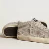 Mid Star in zilverkleurig suède met Swarovski-kristallen en suède ster
