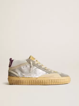 Mid Star LAB in zilverkleurig metallic leer en mesh met geperforeerde ster