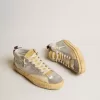Mid Star LAB in zilverkleurig metallic leer en mesh met geperforeerde ster
