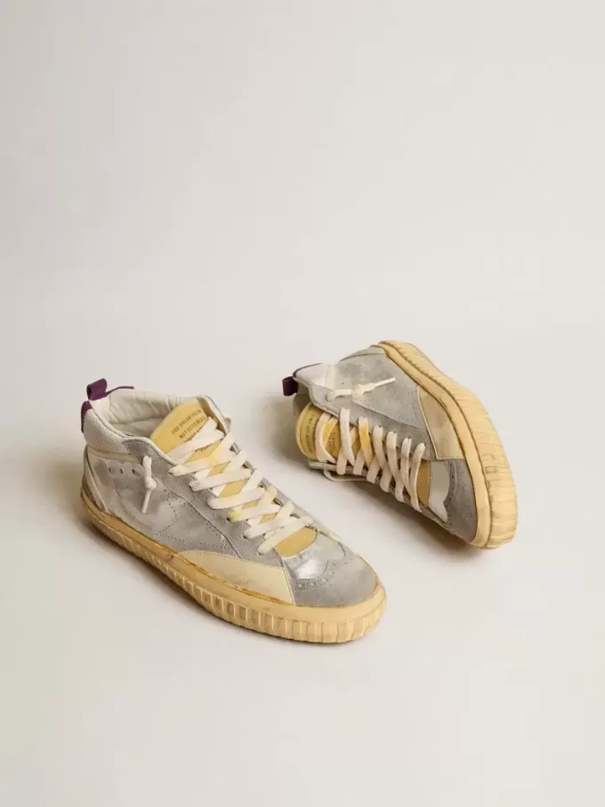 Mid Star LAB in zilverkleurig metallic leer en mesh met geperforeerde ster