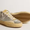 Mid Star LAB in zilverkleurig metallic leer en mesh met geperforeerde ster