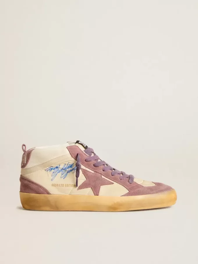Mid Star LAB voor dames van nylon en nappa met mauve suède ster
