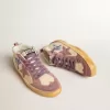 Mid Star LAB voor dames van nylon en nappa met mauve suède ster