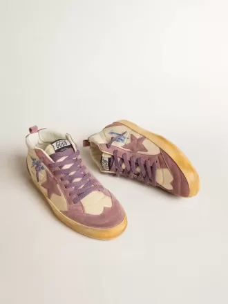 Mid Star LAB voor dames van nylon en nappa met mauve suède ster