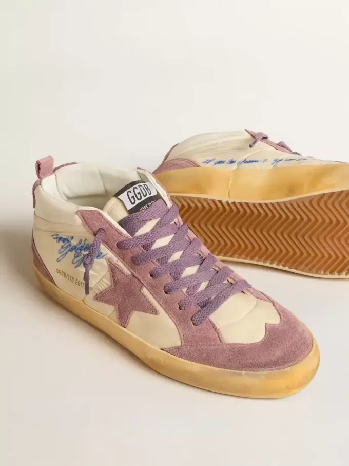 Mid Star LAB voor dames van nylon en nappa met mauve suède ster