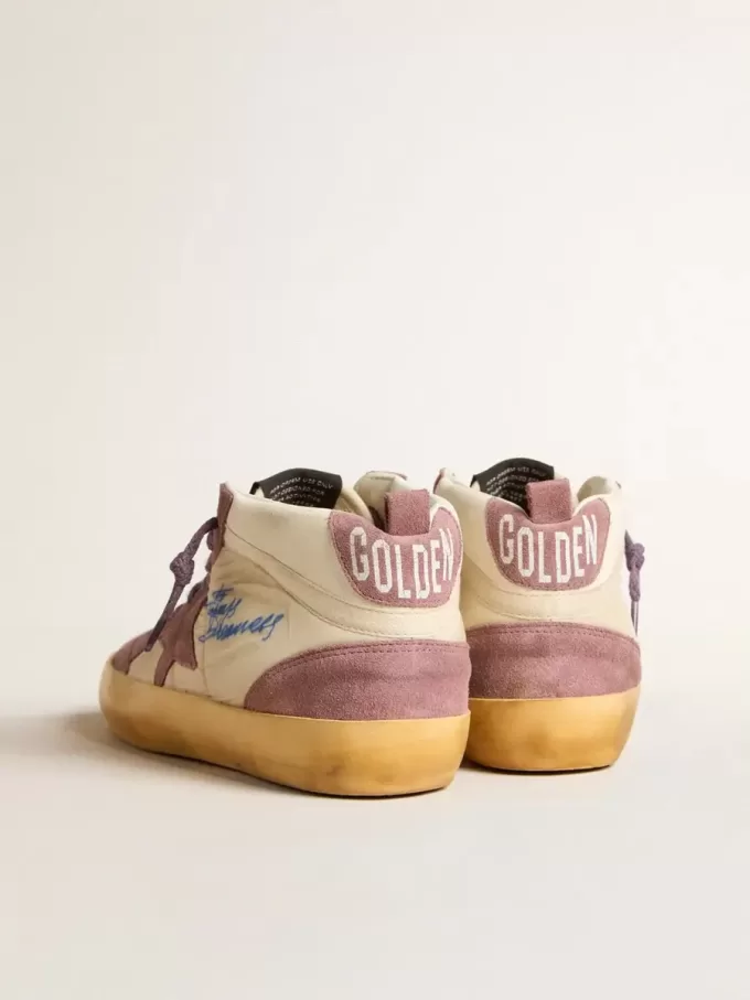Mid Star LAB voor dames van nylon en nappa met mauve suède ster