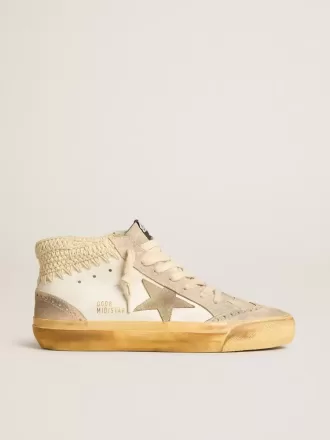 Mid Star LTD met parelmoeren suède ster en beige gehaakte hiellip